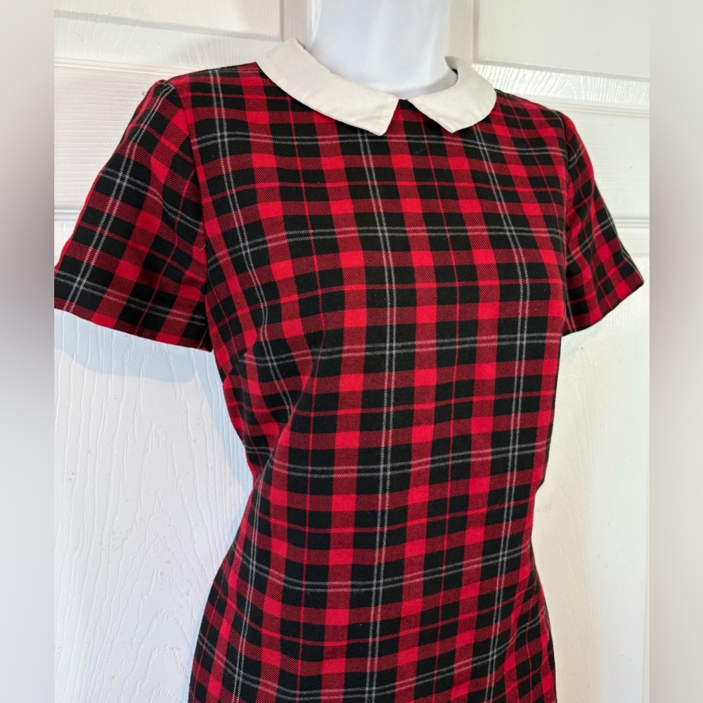 Vintage Red and Black Plaid Mini Dress S Super Cute EUC